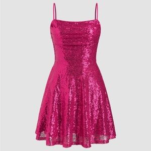 Pink, sequined dress